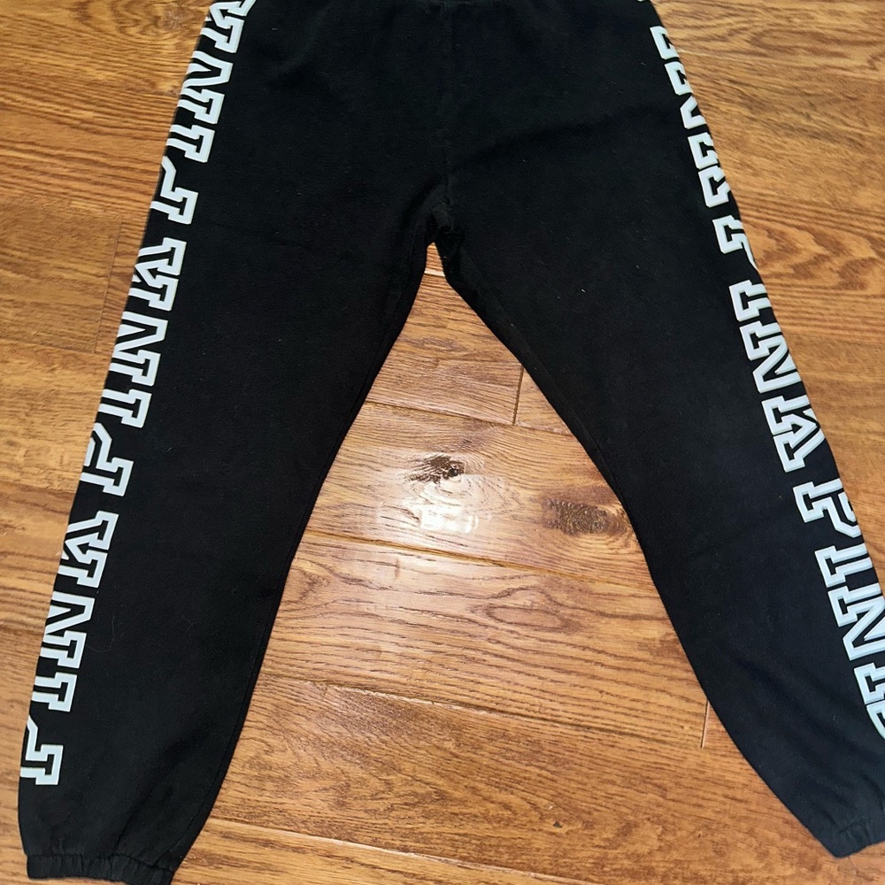 PINK Victoria's Secret Black Joggers with White Logo